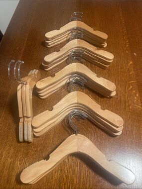 The Container Store Natural Wood Baby/Toddler Hangers with Metal Hooks
